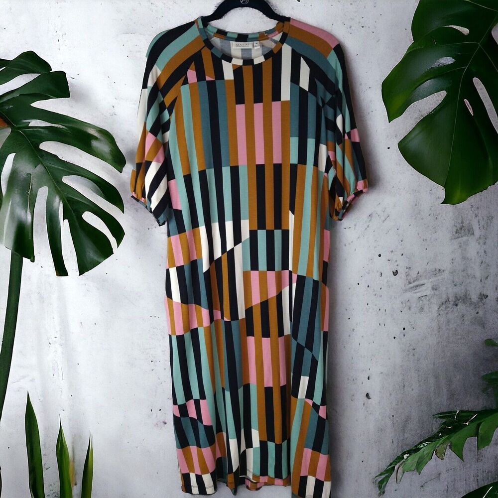 Masai Copenhagen Nyrie Jersey Dress Size Medium - Graphic Stripe Viscose